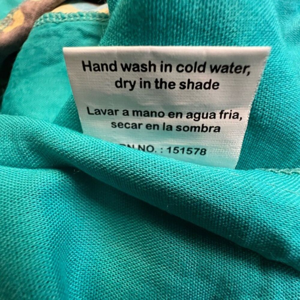 JUNGLEE BILLEE Sleeveless Patchwork Dress Free Size Teal Boho Rayon #9 - Picture 7 of 7